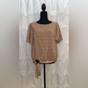 SHEIN Swiss Dot Butterfly Sleeve Knot Hem Blouse - Used